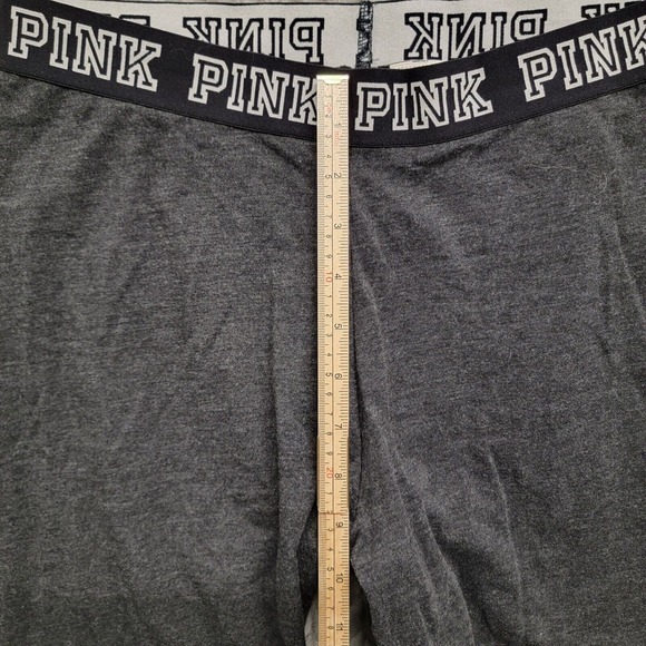 Victoria Secret Pink Leggings Womens Size Large Dark Gray Stretch Spell Out - Picture 7 of 9